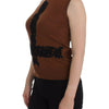 Dolce & Gabbana Brown Wool Black Lace Vest Sweater Top