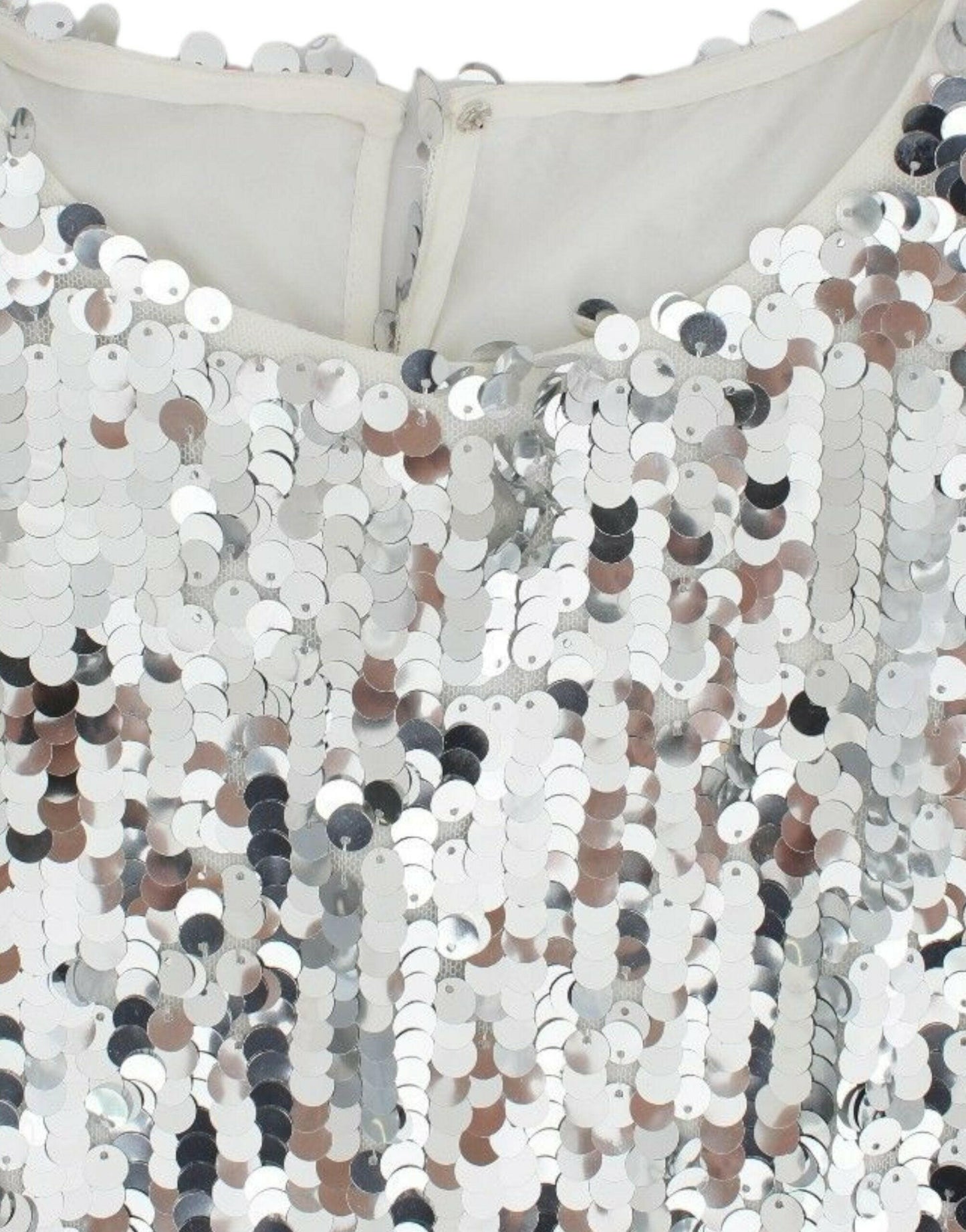 Dolce &amp; Gabbana – T-Shirt-Oberteil mit Rundhalsausschnitt und silbernen Pailletten