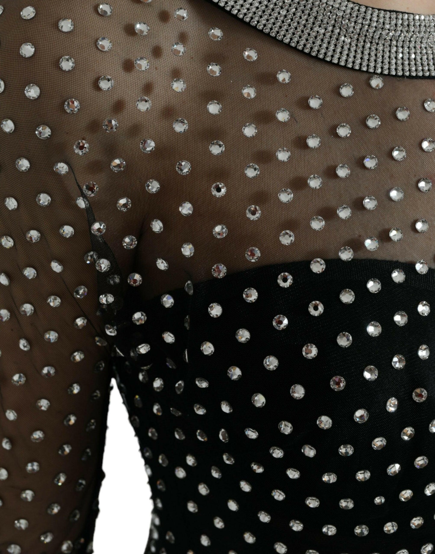 Dolce &amp; Gabbana Schwarzes A-Linien-Kleid mit Kristallverzierung