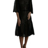 Dolce & Gabbana Black Floral Lace Sheer A-line Midi Dress