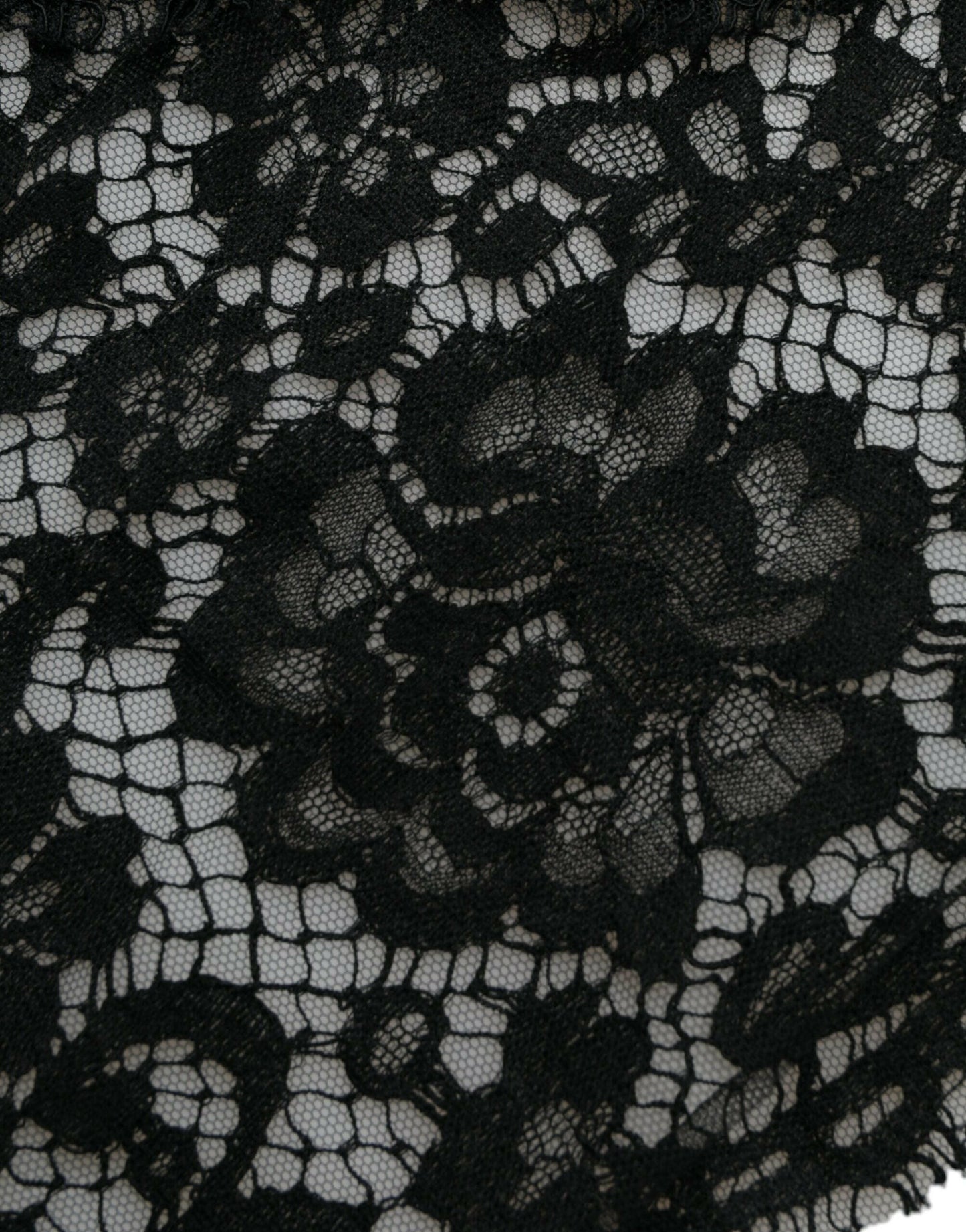 Dolce &amp; Gabbana – Etuikleid aus schwarzer Spitze mit Kristallverzierung