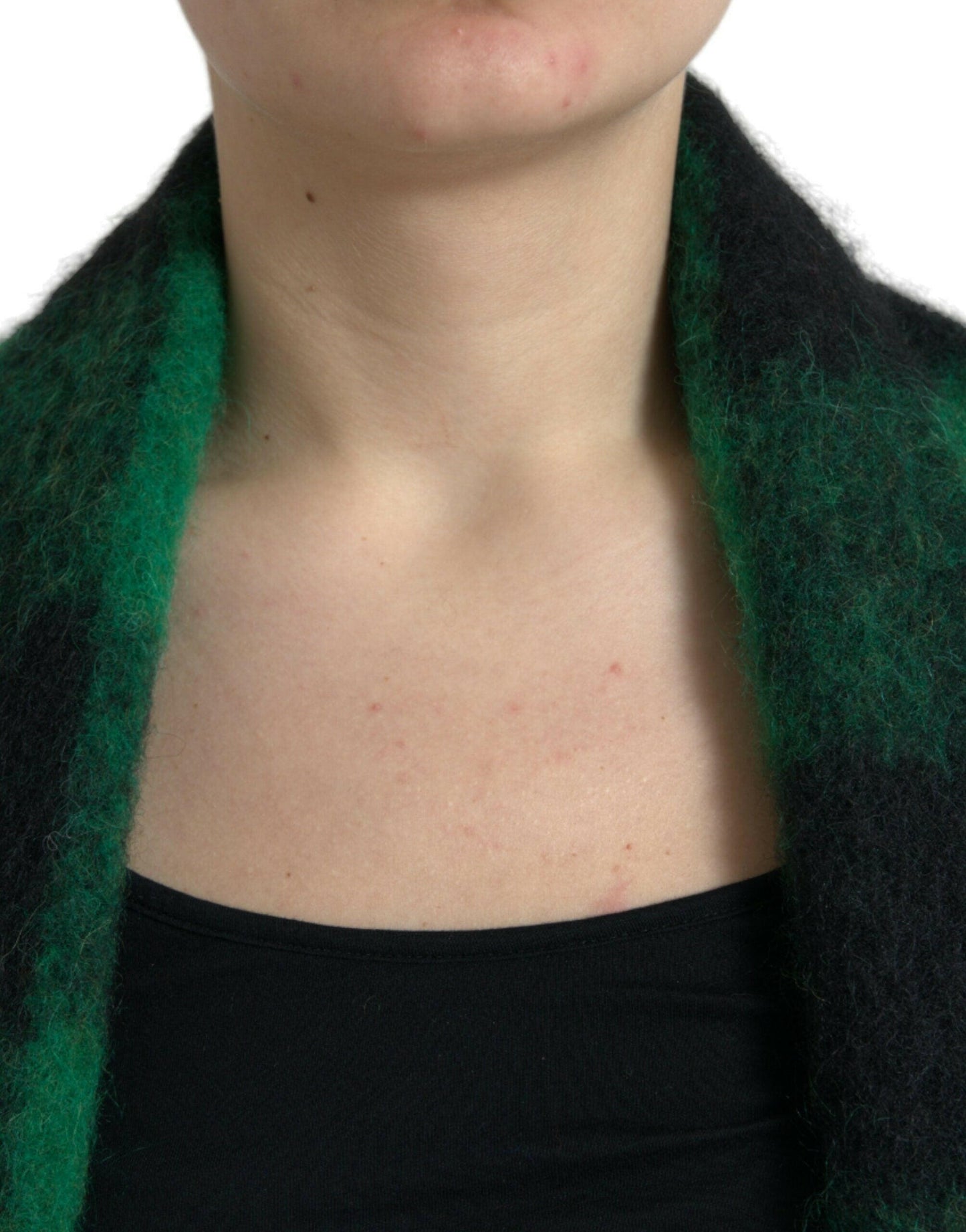 Dolce &amp; Gabbana – Poncho-Manteljacke mit Buffalo-Karomuster, Schwarz/Grün