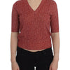 Dolce & Gabbana Red Wool Tweed Short Sleeve Sweater Pullover
