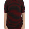 Dolce & Gabbana Red Gray Cashmere Short Sleeve Sweater
