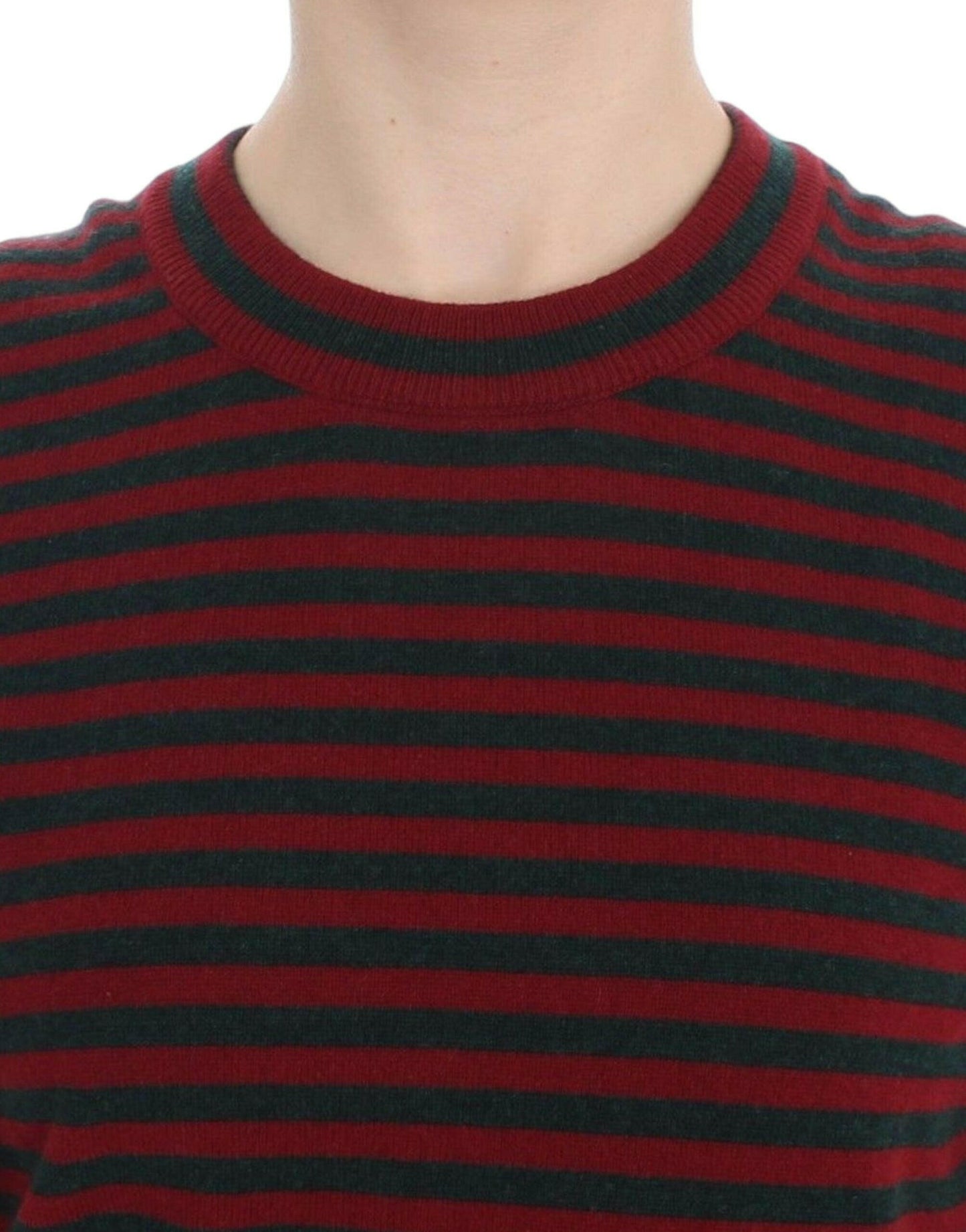 Dolce & Gabbana Red Gray Cashmere Short Sleeve Sweater