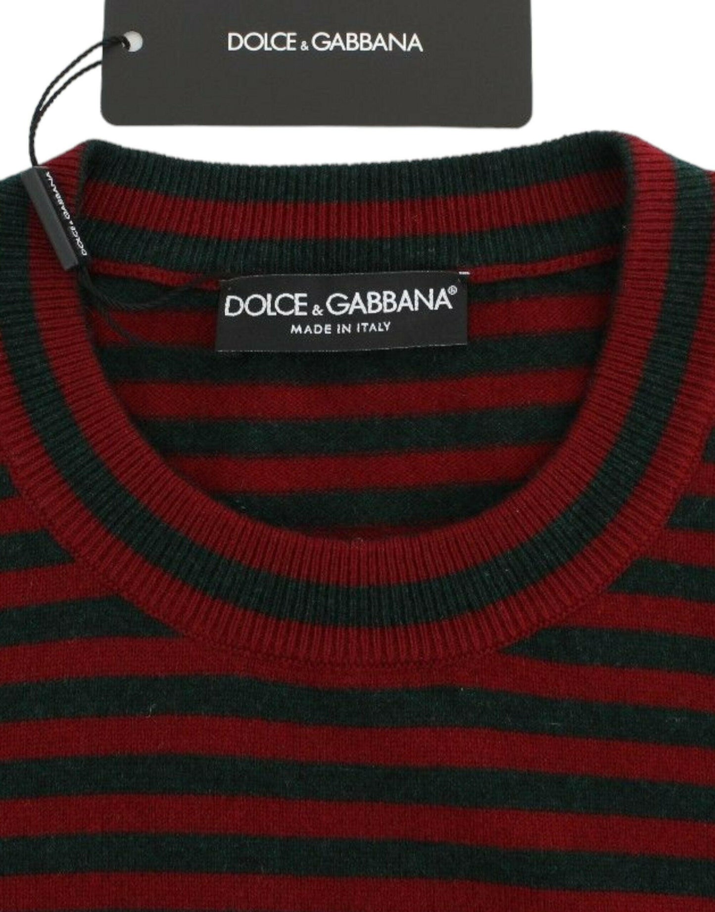 Dolce & Gabbana Red Gray Cashmere Short Sleeve Sweater