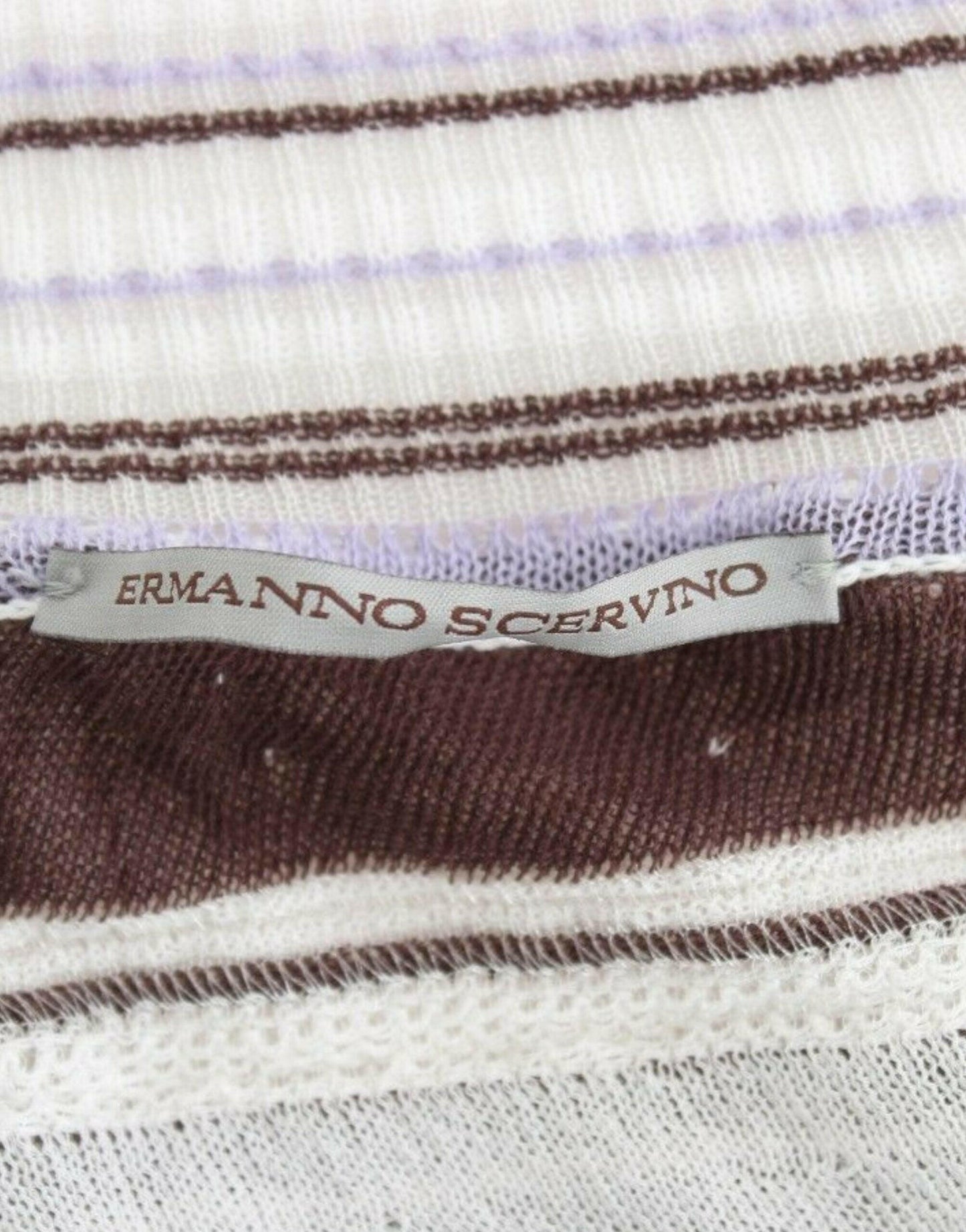 Ermanno Scervino – Gestreifter Pullover mit V-Ausschnitt und kurzen Ärmeln aus Spitze
