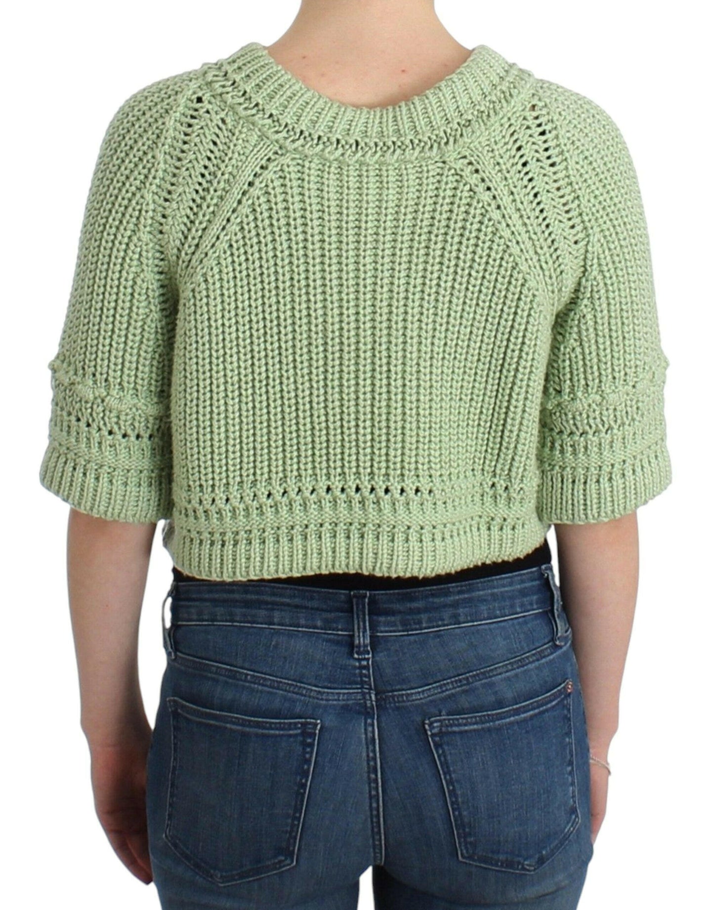 Ermanno Scervino Green Cropped Knit Sweater Knitted Jumper