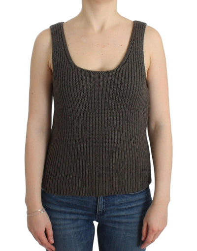 Ermanno Scervino Graues Stricktop Strickpullover Merinowolle