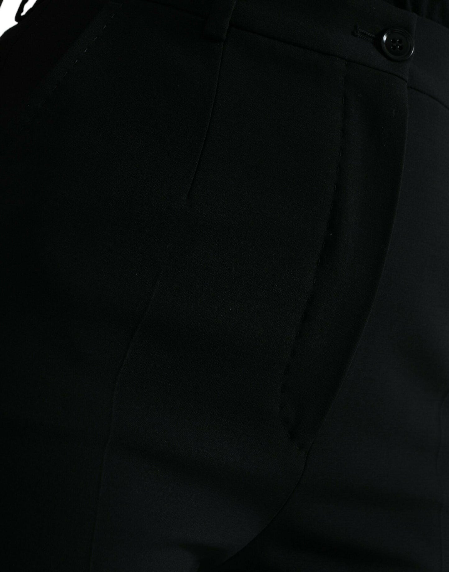 Dolce &amp; Gabbana – Schwarze, hoch taillierte Karottenhose aus Wolle