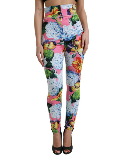 Dolce &amp; Gabbana Leggings mit mehrfarbigem Blumenmuster und hoher Taille