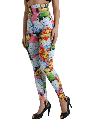Dolce &amp; Gabbana Leggings mit mehrfarbigem Blumenmuster und hoher Taille
