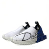 Dolce & Gabbana White Blue Sorrento Low Top Men Casual Sneakers Shoes