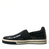 Dolce &amp; Gabbana – Schwarze Sneakers aus exotischem Leder in Kroko-Optik