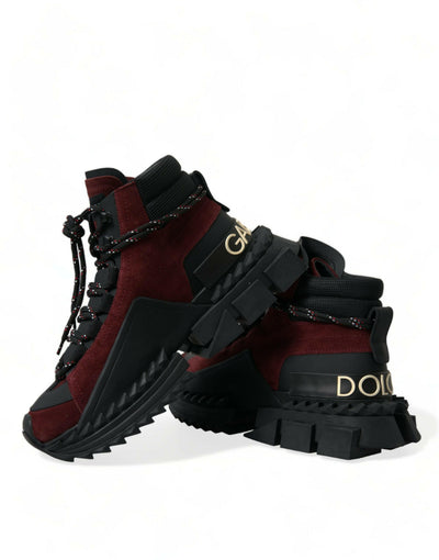 Dolce &amp; Gabbana Burgund Super King High Top Herren Sneakers Schuhe