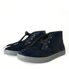 Dolce &amp; Gabbana – Blaue Sneakers aus Kalbsleder mit Leopardenmuster