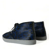 Dolce &amp; Gabbana – Blaue Sneakers aus Kalbsleder mit Leopardenmuster