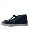 Dolce &amp; Gabbana – Blaue Sneakers aus Kalbsleder mit Leopardenmuster