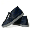Dolce &amp; Gabbana – Blaue Sneakers aus Kalbsleder mit Leopardenmuster
