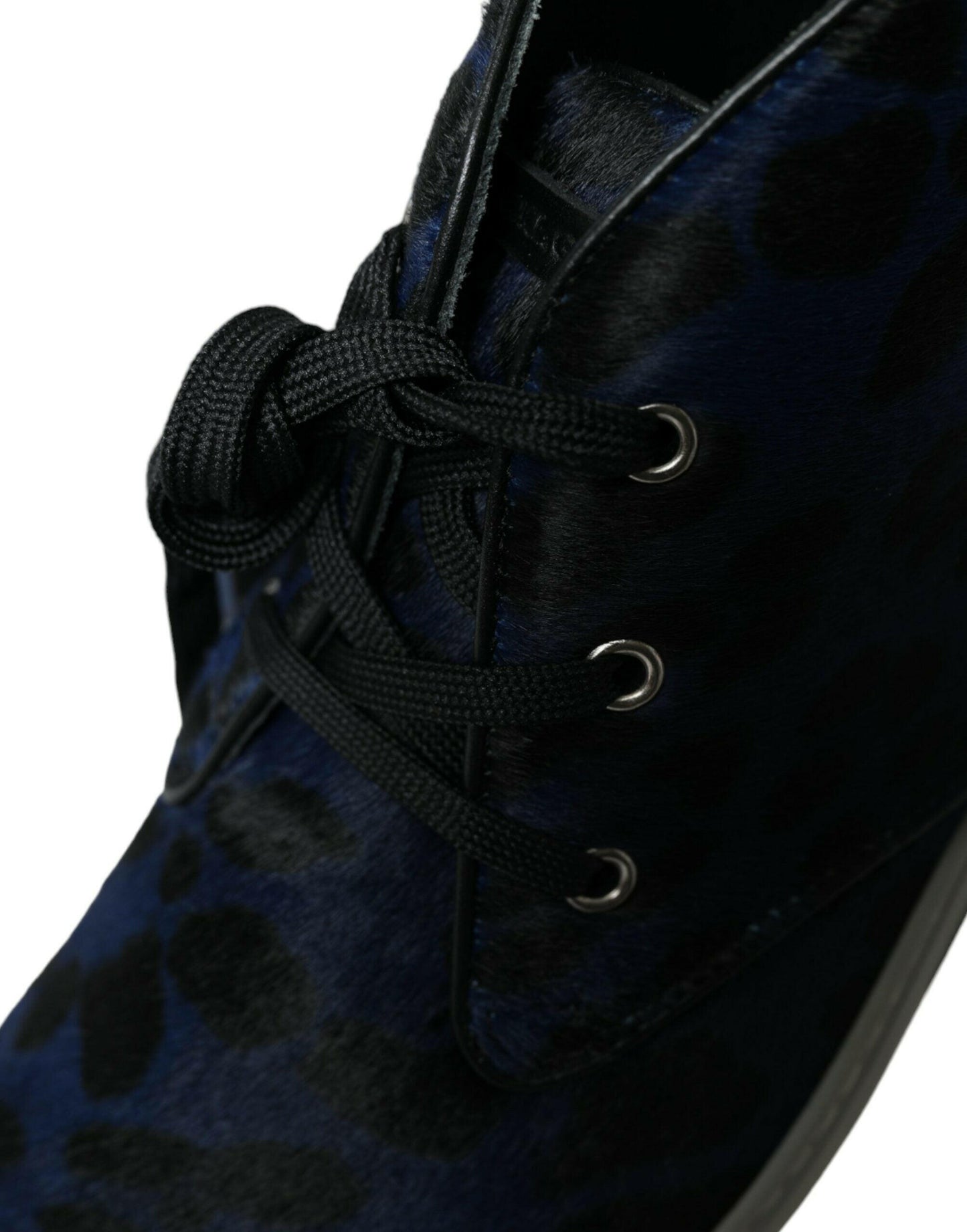 Dolce &amp; Gabbana – Blaue Sneakers aus Kalbsleder mit Leopardenmuster