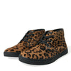 Dolce &amp; Gabbana Braune Sneakers aus Ponyhaarleder mit Leopardenmuster
