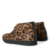 Dolce &amp; Gabbana Braune Sneakers aus Ponyhaarleder mit Leopardenmuster