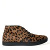 Dolce &amp; Gabbana Braune Sneakers aus Ponyhaarleder mit Leopardenmuster