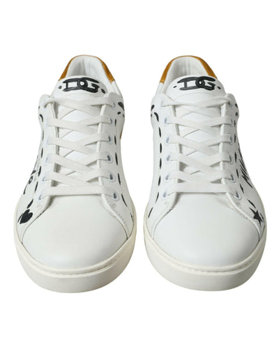 Dolce &amp; Gabbana Weißes Leder LOVE Milano Herren Sneakers Schuhe