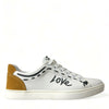 Dolce &amp; Gabbana Weißes Leder LOVE Milano Herren Sneakers Schuhe
