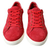 Dolce &amp; Gabbana Rote Wildleder Leder Männer Low Top Sneakers Schuhe