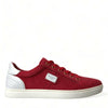 Dolce &amp; Gabbana Rote Wildleder Leder Männer Low Top Sneakers Schuhe