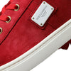 Dolce &amp; Gabbana Rote Wildleder Leder Männer Low Top Sneakers Schuhe