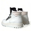 Dolce & Gabbana White Vulcano Trekking Ankle Boots Shoes
