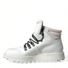 Dolce & Gabbana White Vulcano Trekking Ankle Boots Shoes