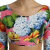 Dolce &amp; Gabbana – Mehrfarbiges, langärmliges Crop-Top mit Blumenmuster