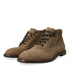 Dolce & Gabbana Brown Leather Lace Up Ankle Boots Shoes