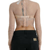 Dolce & Gabbana Beige Nylon Floral Lace Bustier Cropped Top