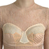 Dolce & Gabbana Beige Nylon Floral Lace Bustier Cropped Top