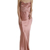 Dolce &amp; Gabbana – Langes Seidenkleid mit Spaghettiträgern in Rosa