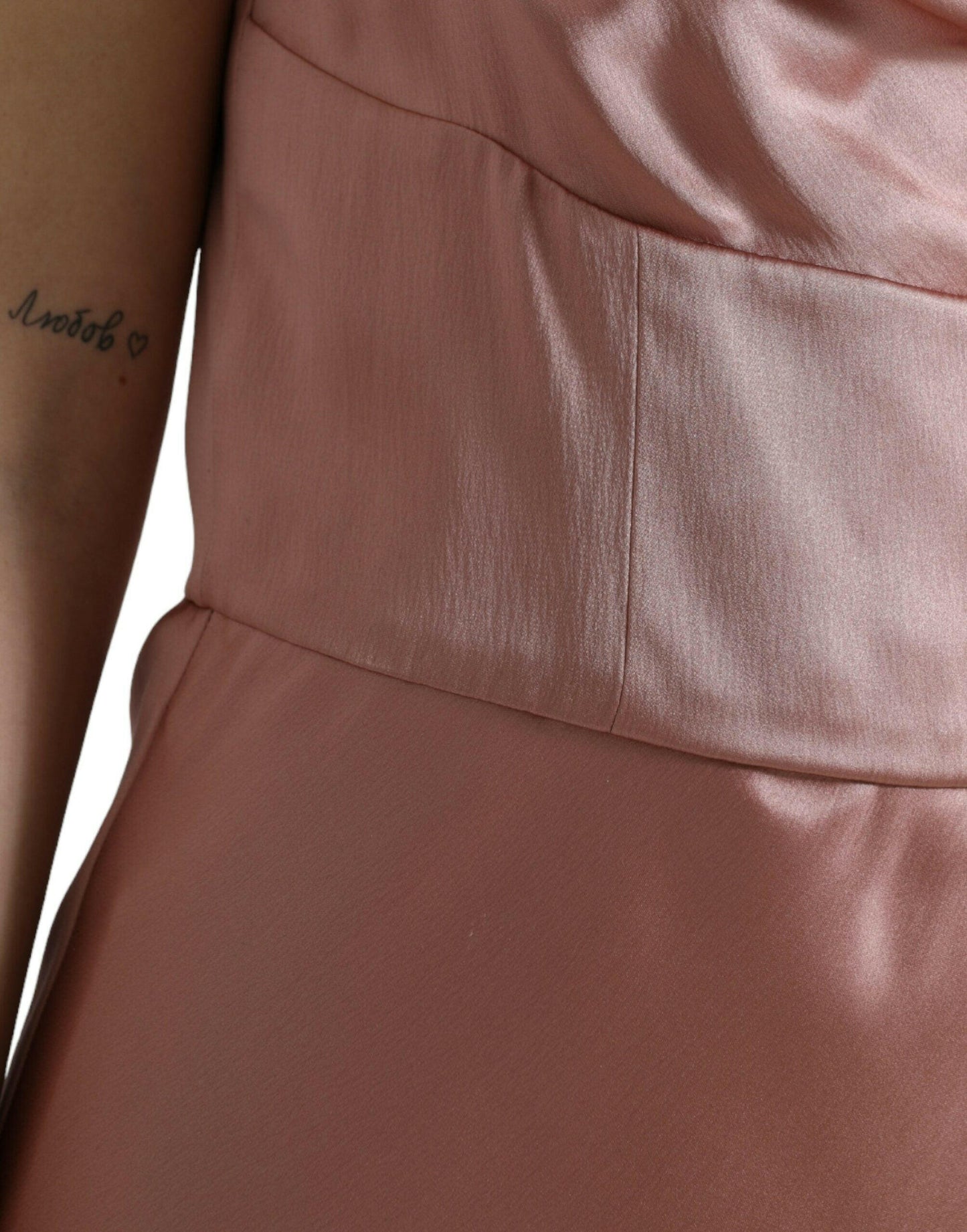Dolce &amp; Gabbana – Langes Seidenkleid mit Spaghettiträgern in Rosa