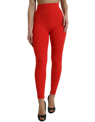 Dolce &amp; Gabbana – Schmale Leggings aus Nylon mit Stretchanteil in Rot