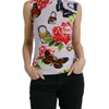 Dolce &amp; Gabbana Tanktop mit mehrfarbigem Blumenmuster und Vorhängeschloss und Schmetterling