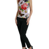 Dolce &amp; Gabbana Tanktop mit mehrfarbigem Blumenmuster und Vorhängeschloss und Schmetterling