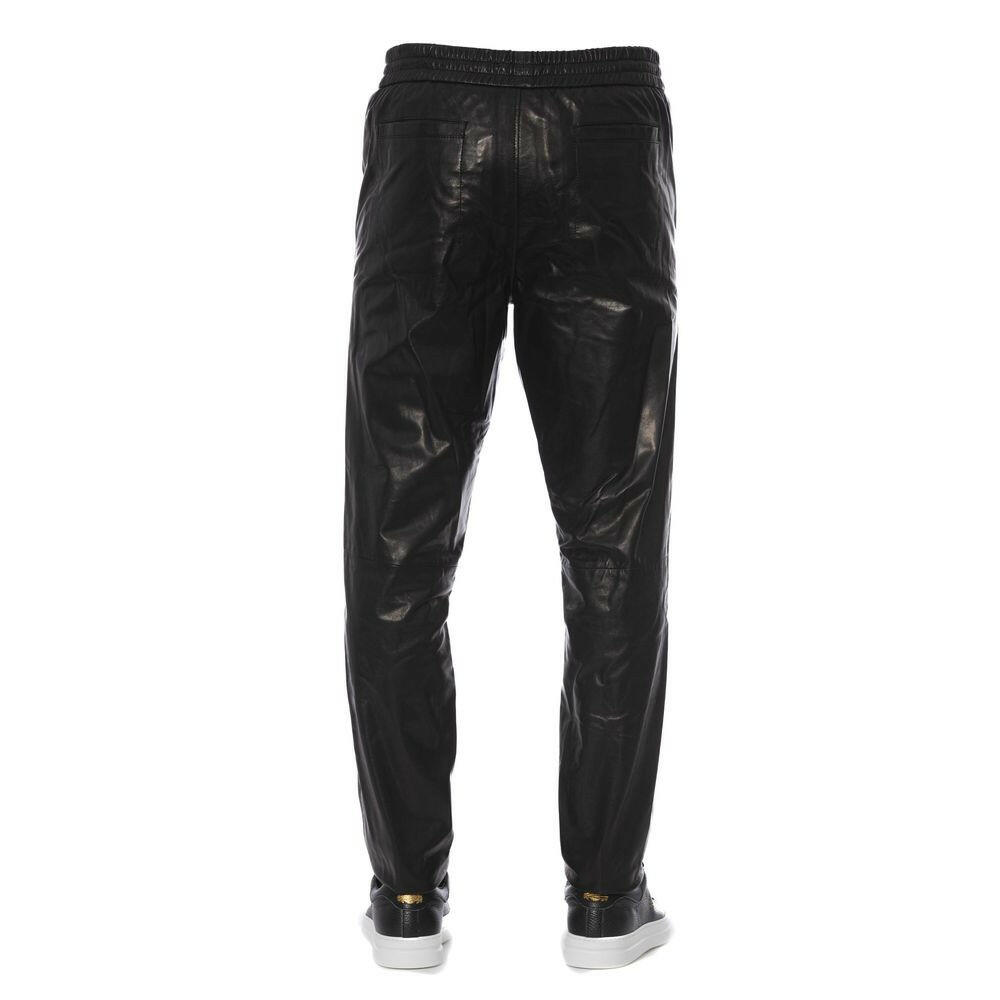 Trussardi Black Lamb Leather Jeans & Pants