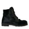 Dolce & Gabbana Black Pony Style Leather Mid Calf Boots Shoes