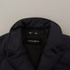 Dolce & Gabbana Blue Silk Goat Coat Blouson Winter Jacket