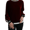 Dolce &amp; Gabbana Bordeaux Samt Pullover mit Rundhalsausschnitt