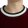 Dolce &amp; Gabbana Bordeaux Samt Pullover mit Rundhalsausschnitt