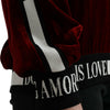 Dolce &amp; Gabbana Bordeaux Samt Pullover mit Rundhalsausschnitt