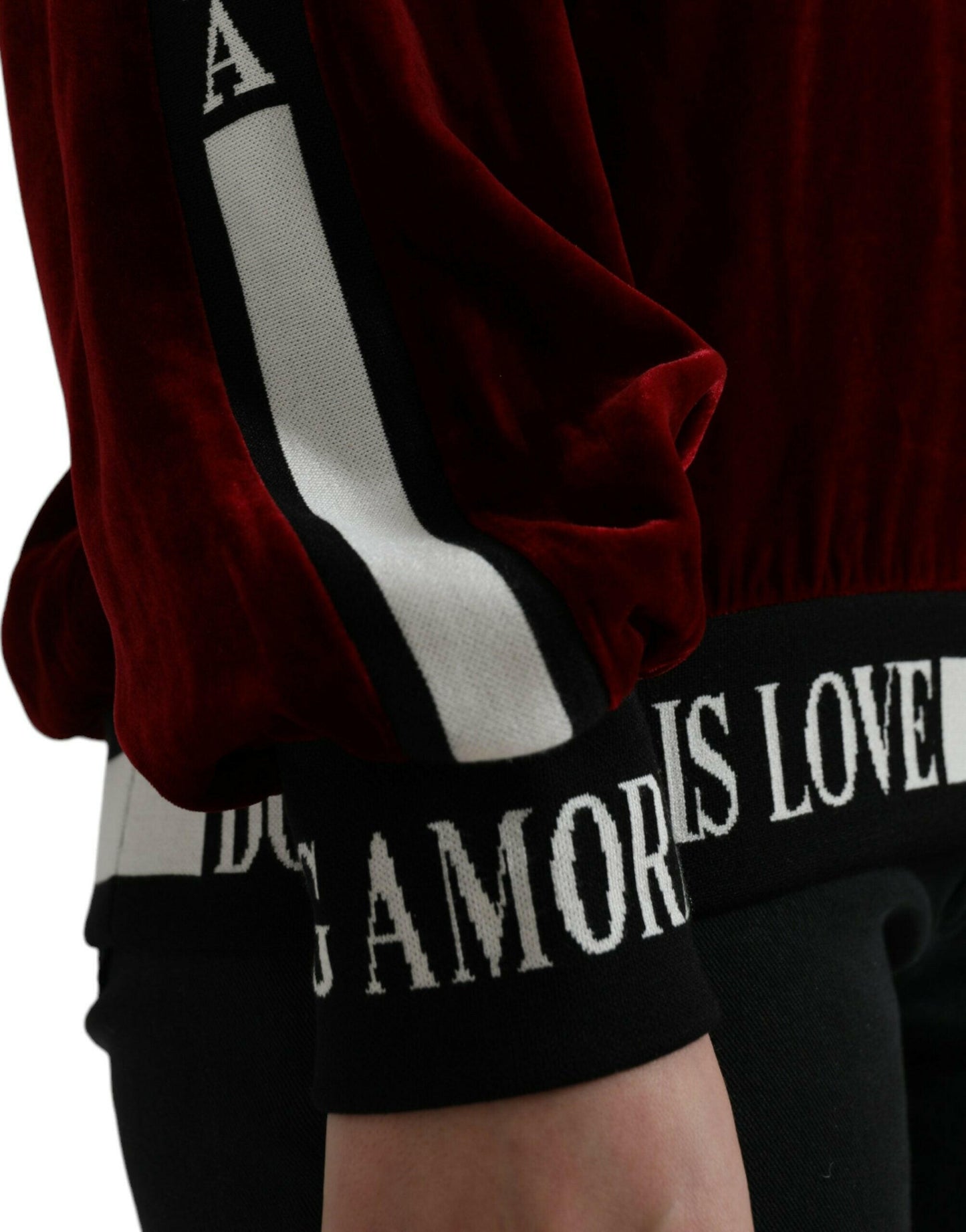 Dolce &amp; Gabbana Bordeaux Samt Pullover mit Rundhalsausschnitt